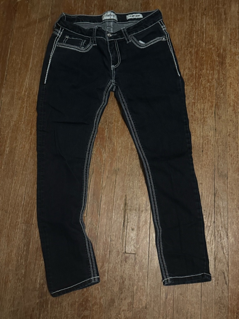 Daytrip Black Skinny Jeans with White Stitching Detail